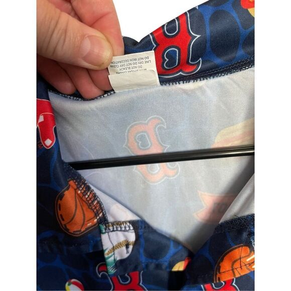 Boston Red Sox Mens Multicolor Graphic Print Hawaiian Button Up Shirt Size XL - Picture 8 of 12